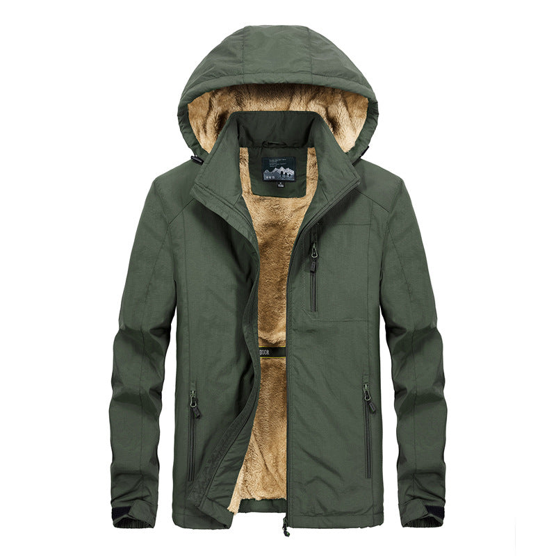 Men's Utility Hooded Jacket with Full Zip and Warm Faux Fur Lining Shop Velvia