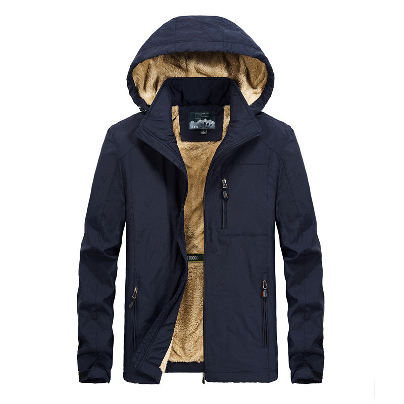 Men's Utility Hooded Jacket with Full Zip and Warm Faux Fur Lining Shop Velvia