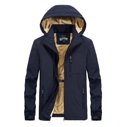 Men's Utility Hooded Jacket with Full Zip and Warm Faux Fur Lining Shop Velvia