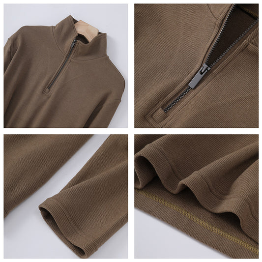 Men's sweater with stand-up collar and zipper