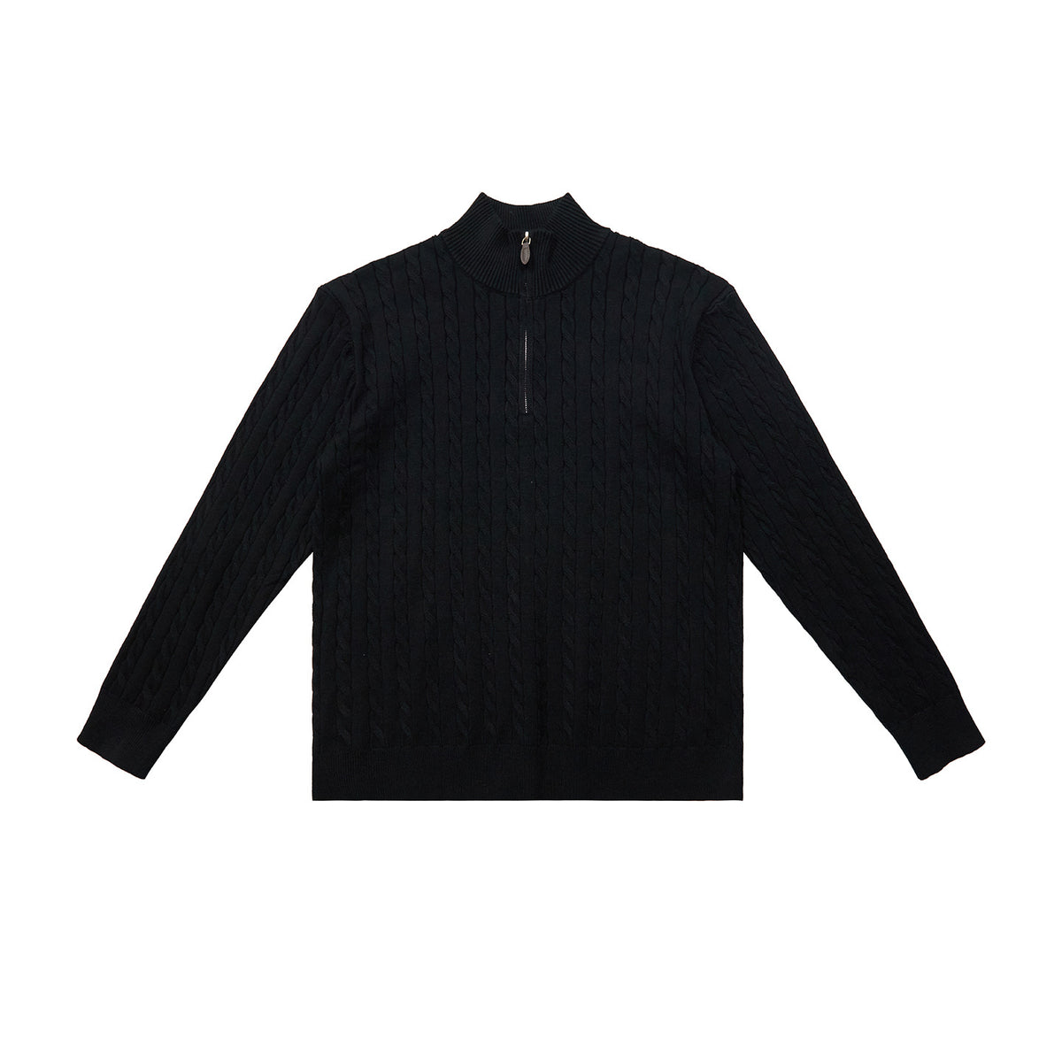 Classic knitted sweater with cable pattern and zipper