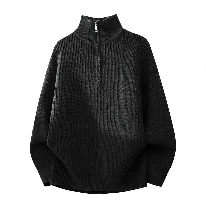 Men's knit sweater with half zipper