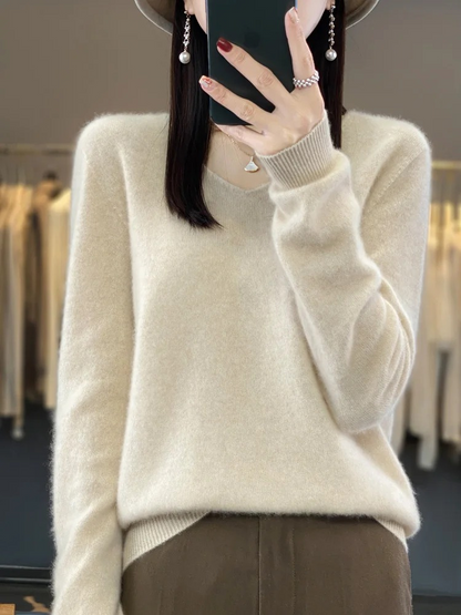 Shop Velvia | Cashmere Pullover Women Elegant V-neck, Soft & Comfortable