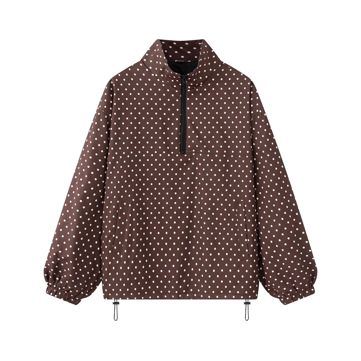 Unisex sweatshirt with stand-up collar and dot pattern
