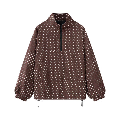 Unisex sweatshirt with stand-up collar and dot pattern
