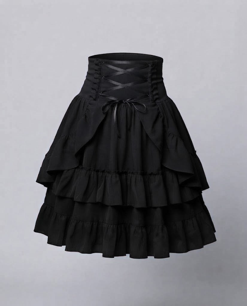 Women Sweet Ruffled Dress with Apron Design and Lacing Details Shop Velvia