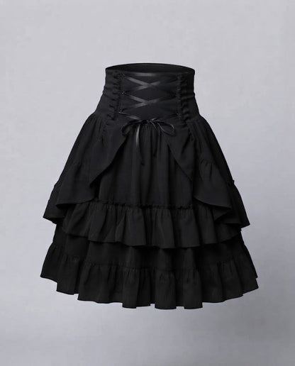 Women Sweet Ruffled Dress with Apron Design and Lacing Details Shop Velvia