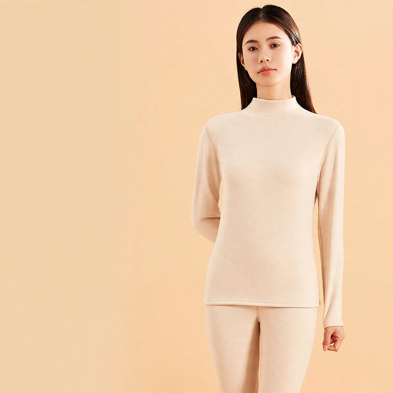 Thermal underwear set with cashmere and silk, stand-up collar