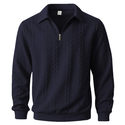 Men's sweatshirt with zipper and laydown collar