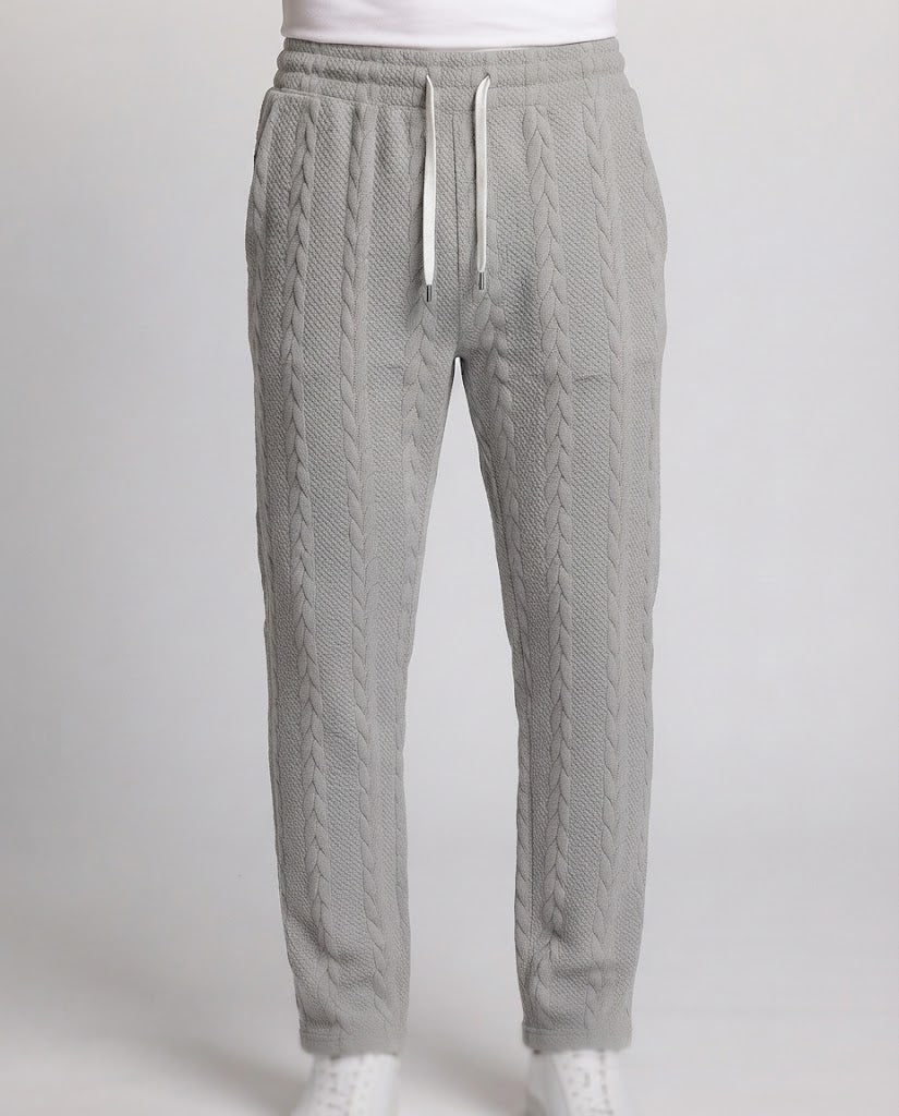 Men's loosely cut knitted jogging pants with cable pattern Shop Velvia