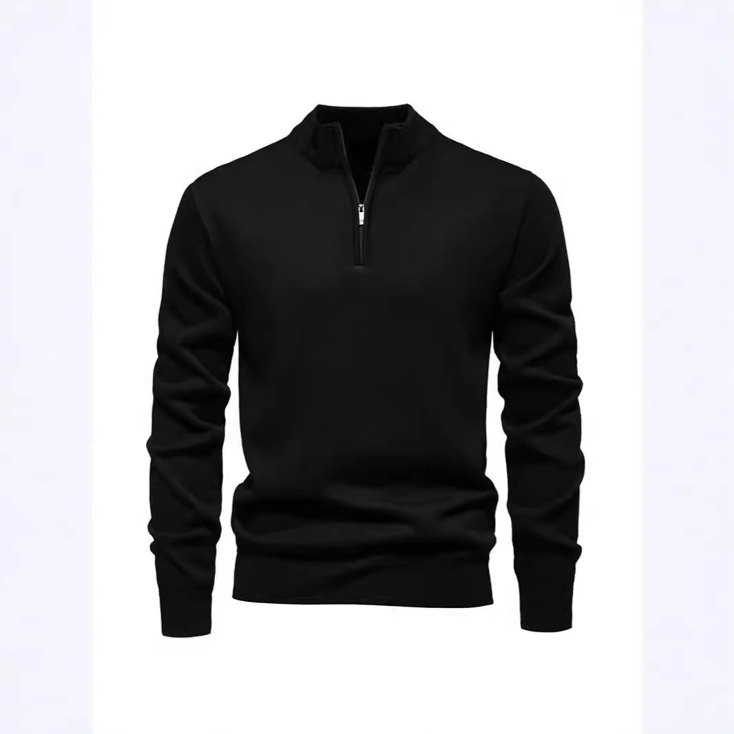Slimmer knit sweater with stand-up collar and zipper