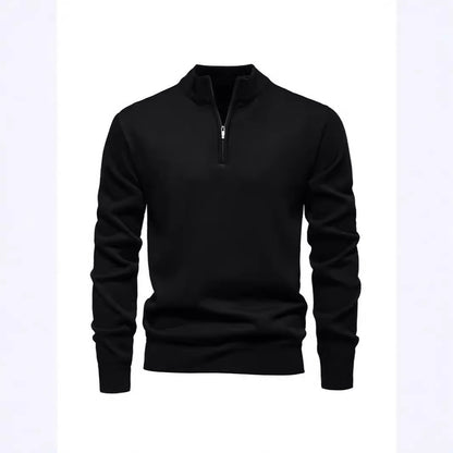 Slimmer knit sweater with stand-up collar and zipper
