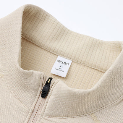 Sporty fleece sweatshirt with stand-up collar