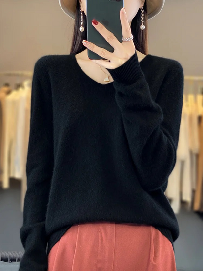Shop Velvia | Cashmere Pullover Women Elegant V-neck, Soft & Comfortable