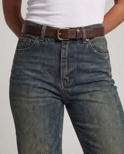 Women High-Waisted Relaxed-Fit Straight Jeans with Wide Leg and Vintage Wash Shop Velvia