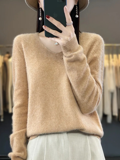 Shop Velvia | Cashmere Pullover Women Elegant V-neck, Soft & Comfortable