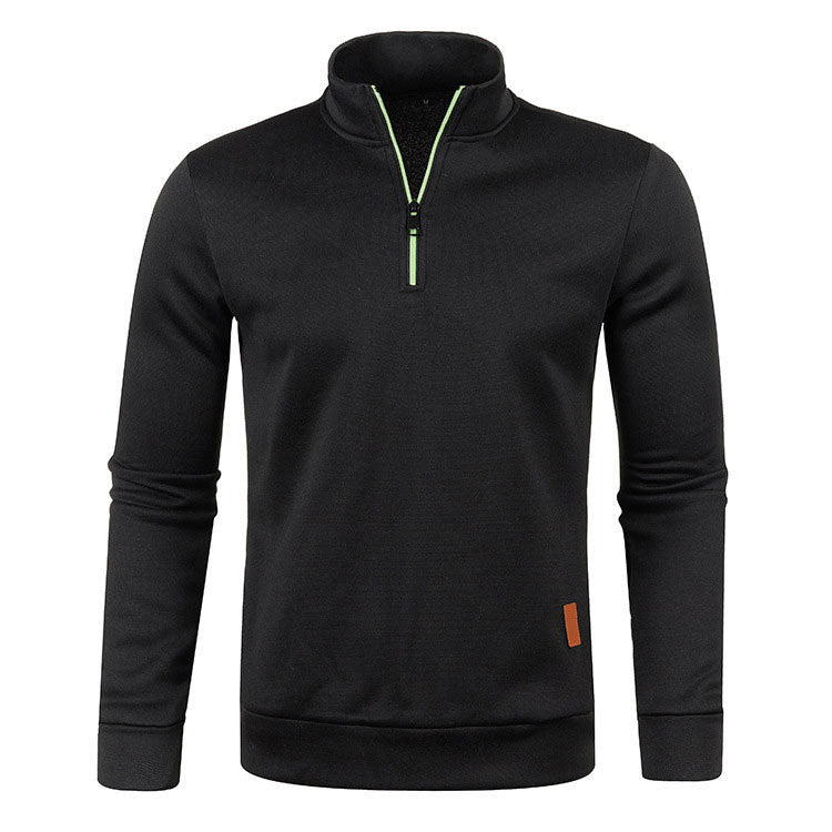 Men's knit sweater with stand-up collar and zipper