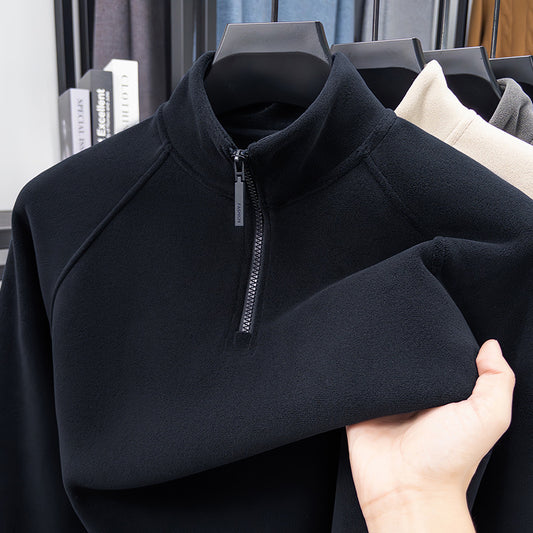 Warm men's undershirt pullover with stand-up collar