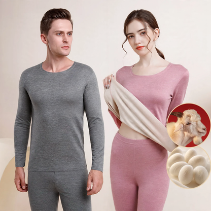 Thermal underwear set for women and men, round neck