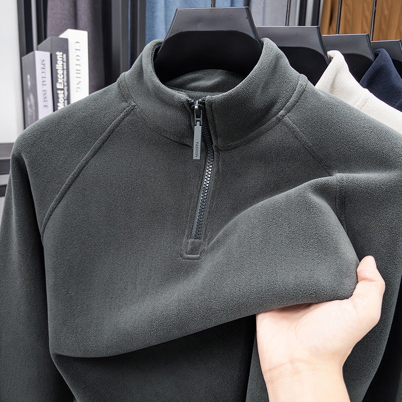 Warm men's undershirt pullover with stand-up collar