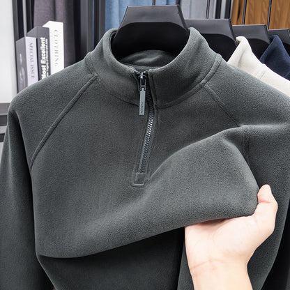 Warm men's undershirt pullover with stand-up collar