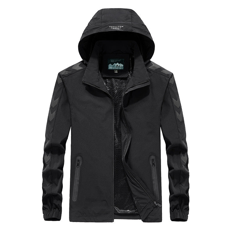 Men's Performance Softshell Jacket with Hood, Sealed Zippers and Reflective Sleeve Inserts Shop Velvia