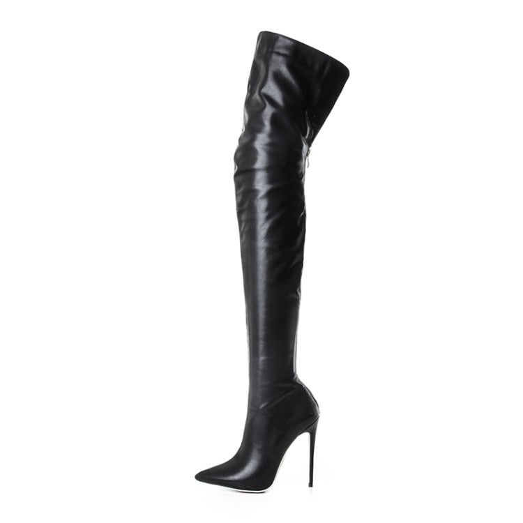 Shop Velvia | Overknee Boots with Golden Heel and Zipper Detail