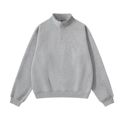 Unisex sweatshirt with zip and stand-up collar