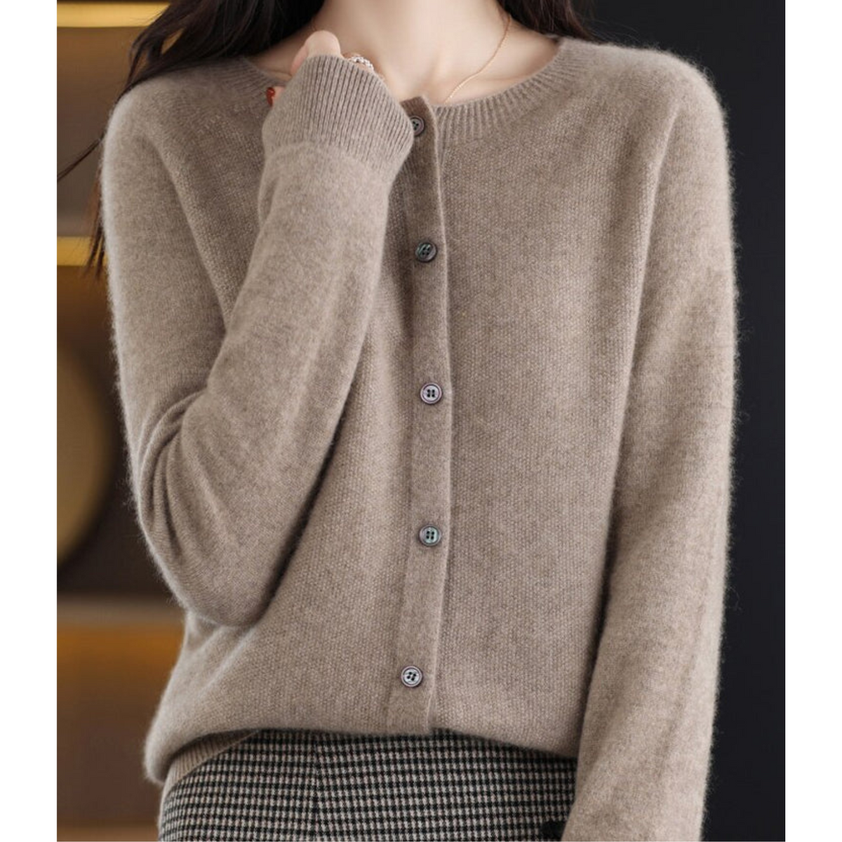Shop Velvia | Merino Wool Women's O-Neck Cardigan Cashmere Sweater