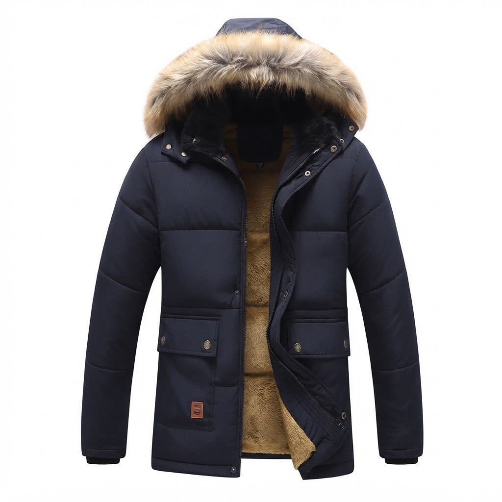 Men's Insulated Winter Parka with Thick Teddy Lining, Removable Faux Fur Hood, and Multifunctional Pockets Shop Velvia