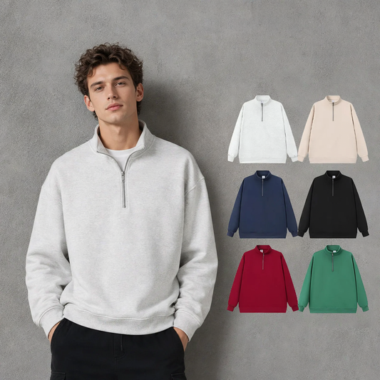 Unisex sweatshirt with stand-up collar and zipper