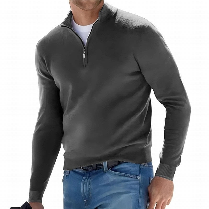 Men's sweatshirt with stand-up collar and quarter zipper