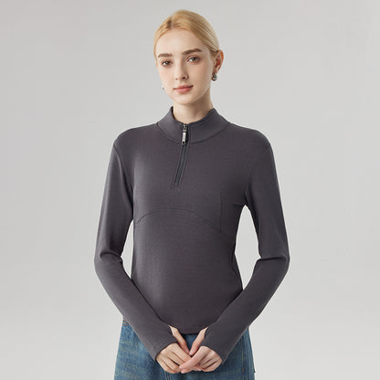 Women's sweatshirt with half zipper