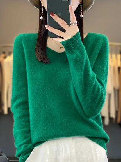 Shop Velvia | Cashmere Pullover Women Elegant V-neck, Soft & Comfortable