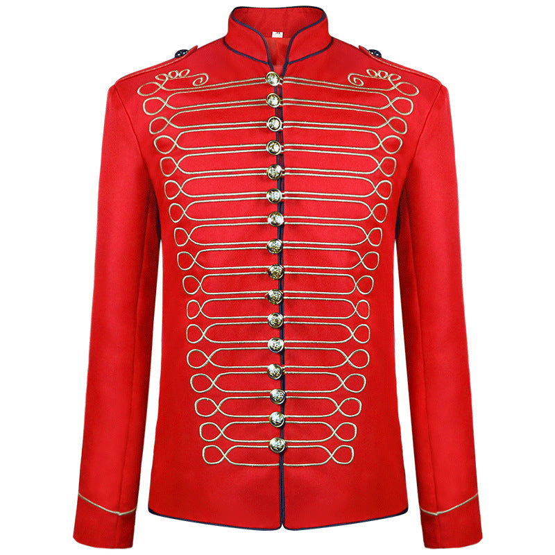Men's nan military parade jacket with decorative cords and stand-up collar Shop Velvia