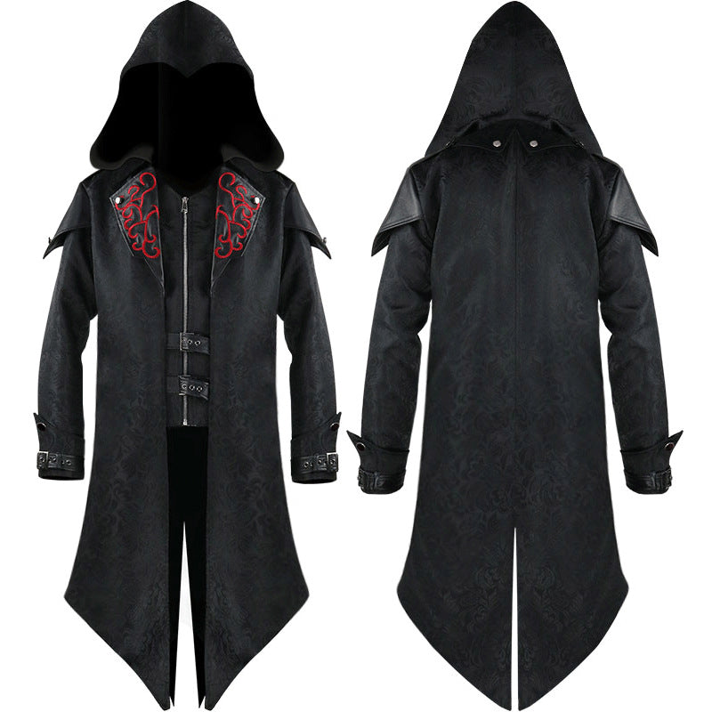 Men's tailored brocade coat in military style with stand-up collar and decorative braids Shop Velvia