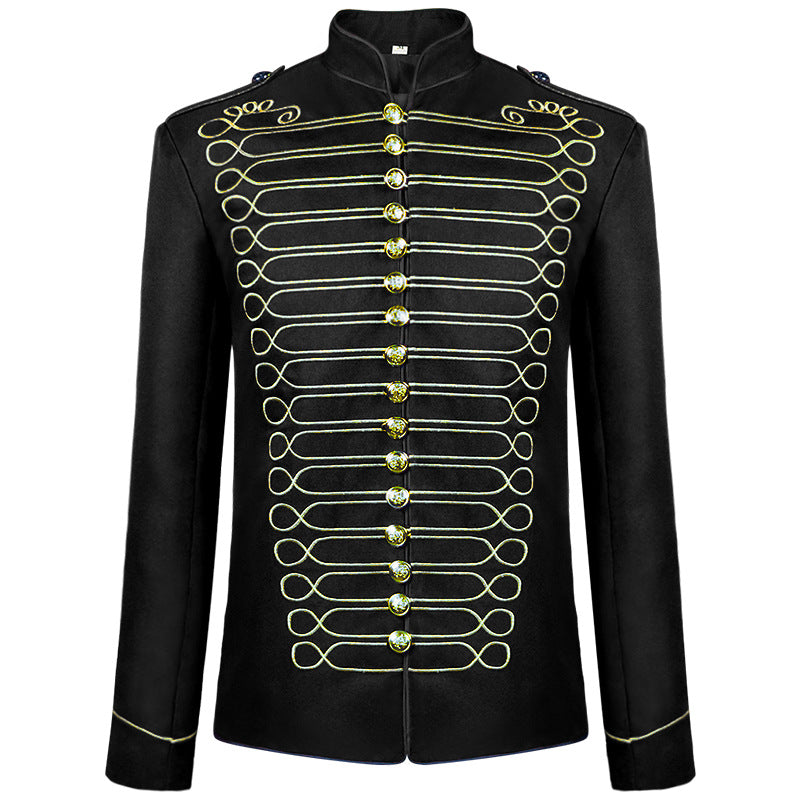 Men's nan military parade jacket with decorative cords and stand-up collar Shop Velvia