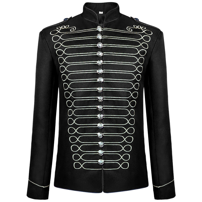 Men's nan military parade jacket with decorative cords and stand-up collar Shop Velvia