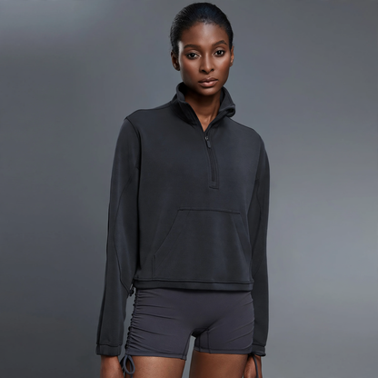 Women's sweatshirt with half zip and stand-up collar