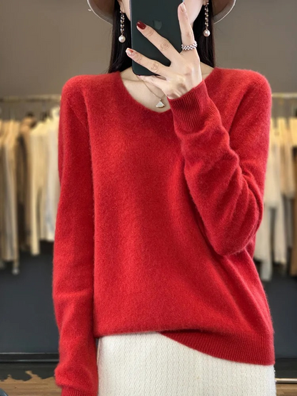 Shop Velvia | Cashmere Pullover Women Elegant V-neck, Soft & Comfortable