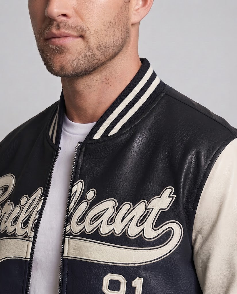 Men's Elegant Bomber Jacket with Embroidered Design Shop Velvia