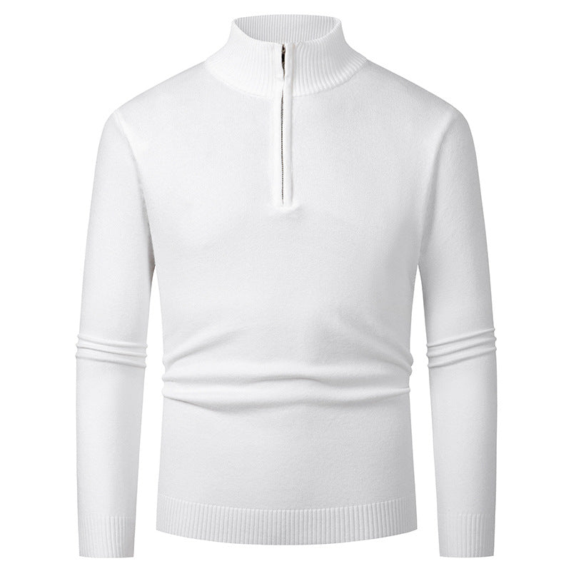 Men's knit sweater with polo collar and zipper