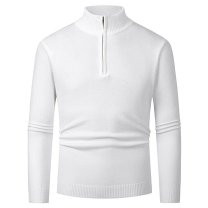 Men's knit sweater with polo collar and zipper