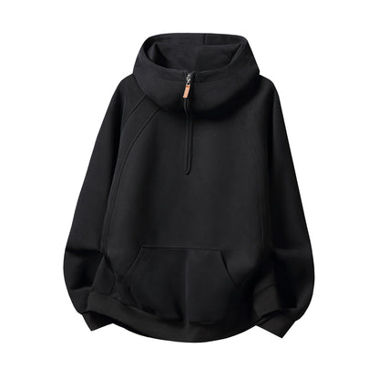 Unisex hoodie with zipper and stand-up collar