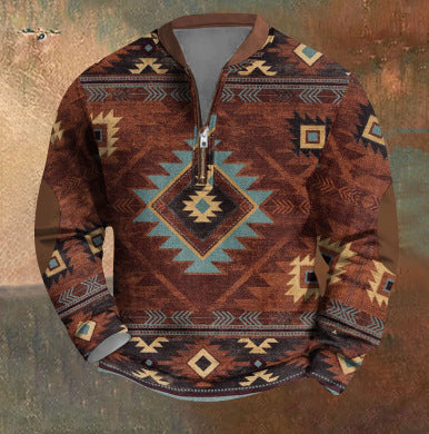 Men's sweatshirt with zipper and 3D print