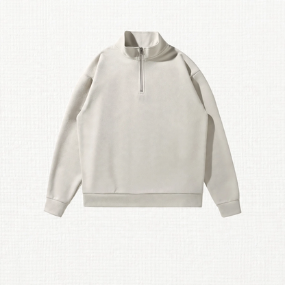 Sweatshirt with high stand-up collar and half zip