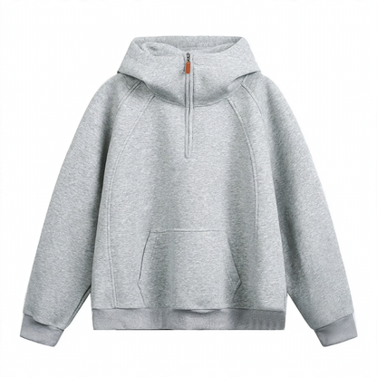 Unisex hoodie with zipper and stand-up collar