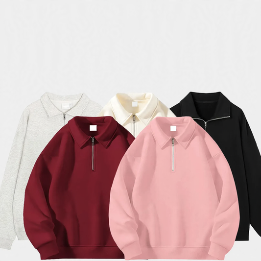 Polo sweatshirt with half zipper, lightweight