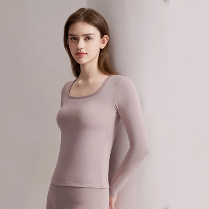 Women's thermal underwear set with integrated bra