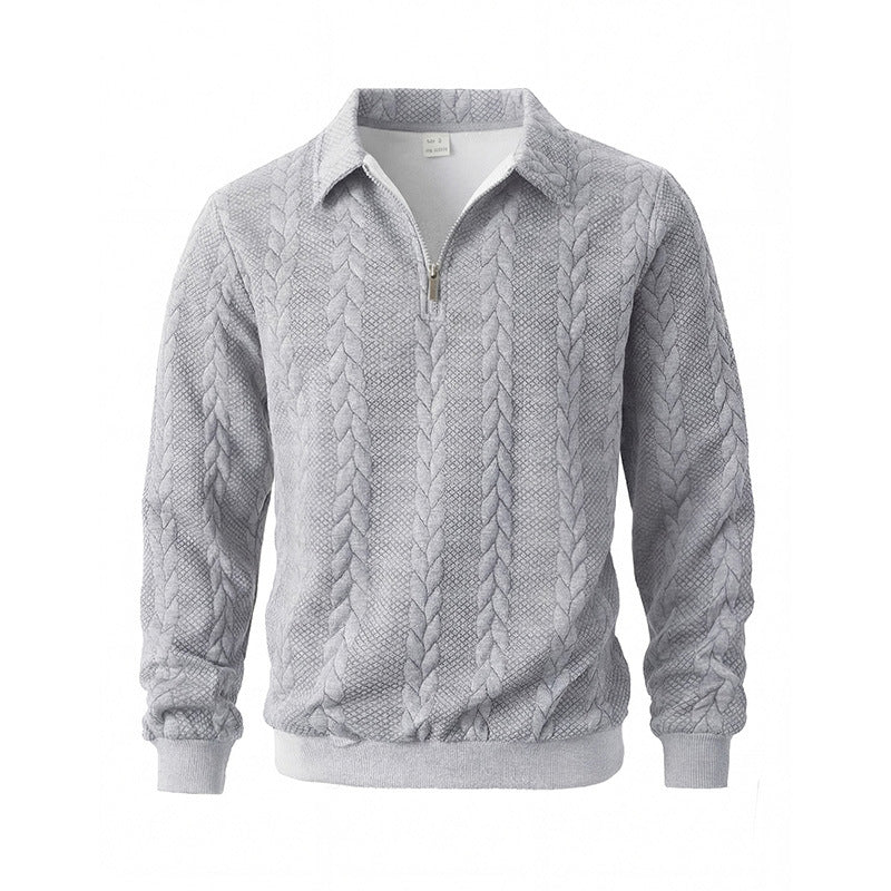 Men's sweatshirt with zipper and laydown collar